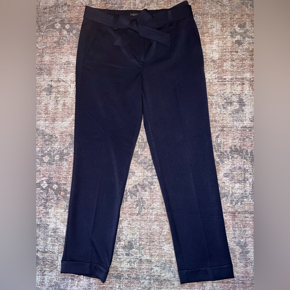 Ann Taylor High Rise Eva Double Knit Ankle Pants (navy blue size 4)